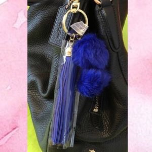 PURSE CHARM PUFF BALL & TASSEL